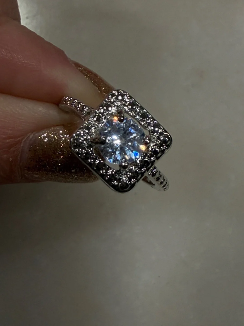 Silver and Blue Zirconia Ring Size 7.5